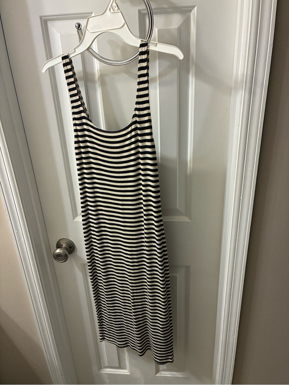 HYFVE Black and White Striped Tank Midi Dress